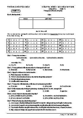 Đề kiểm tra hệ số 1 bài 3 môn Hóa học Lớp 12 - Mã đề 132 - Năm học 2017-2018 - Trường Quốc tế Á Châu